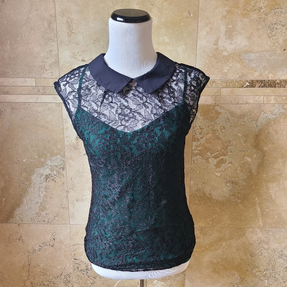 Black lace blouse with Peter pan collar - Picture 4 of 4